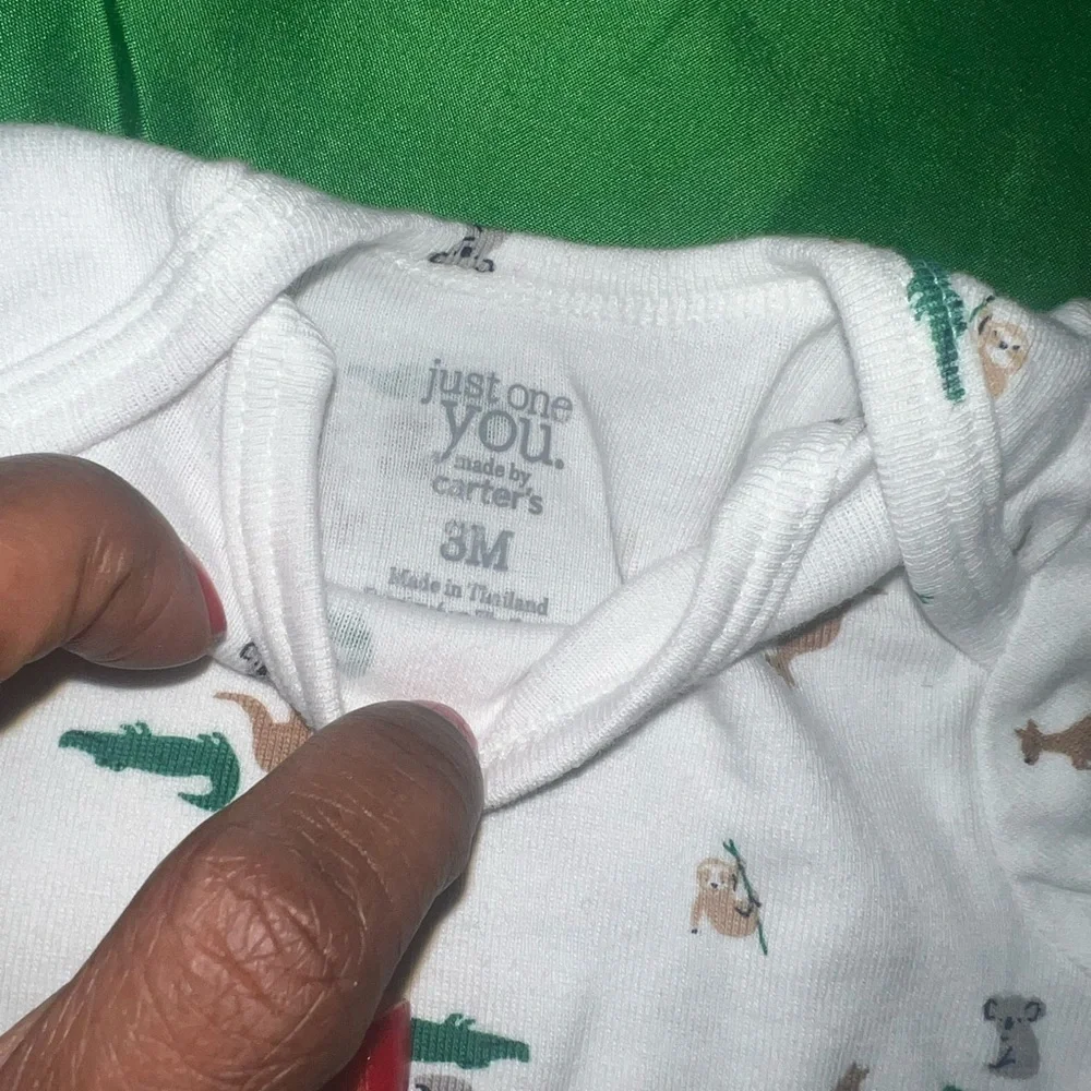 Carter's Dinosaur Bodysuit Set - Green and White 3 Months